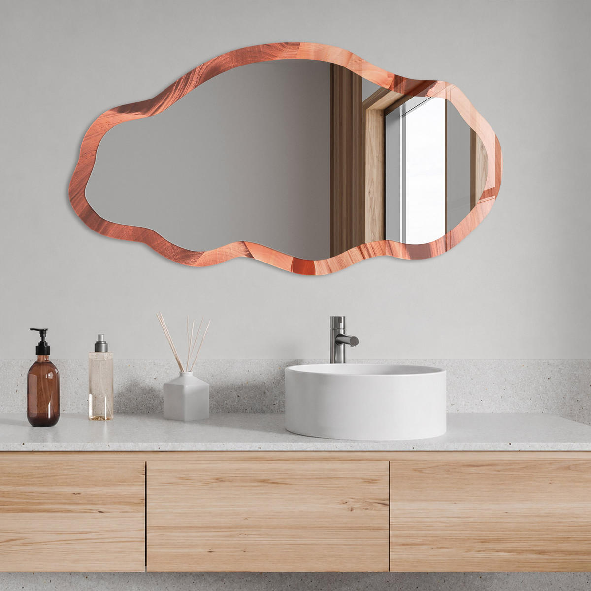 SPIEGEL 90x45 cm asymmetrisch mit Druck - Canyon-Natur - Transparent, Glas (45/90/0.4cm) - TULUP
