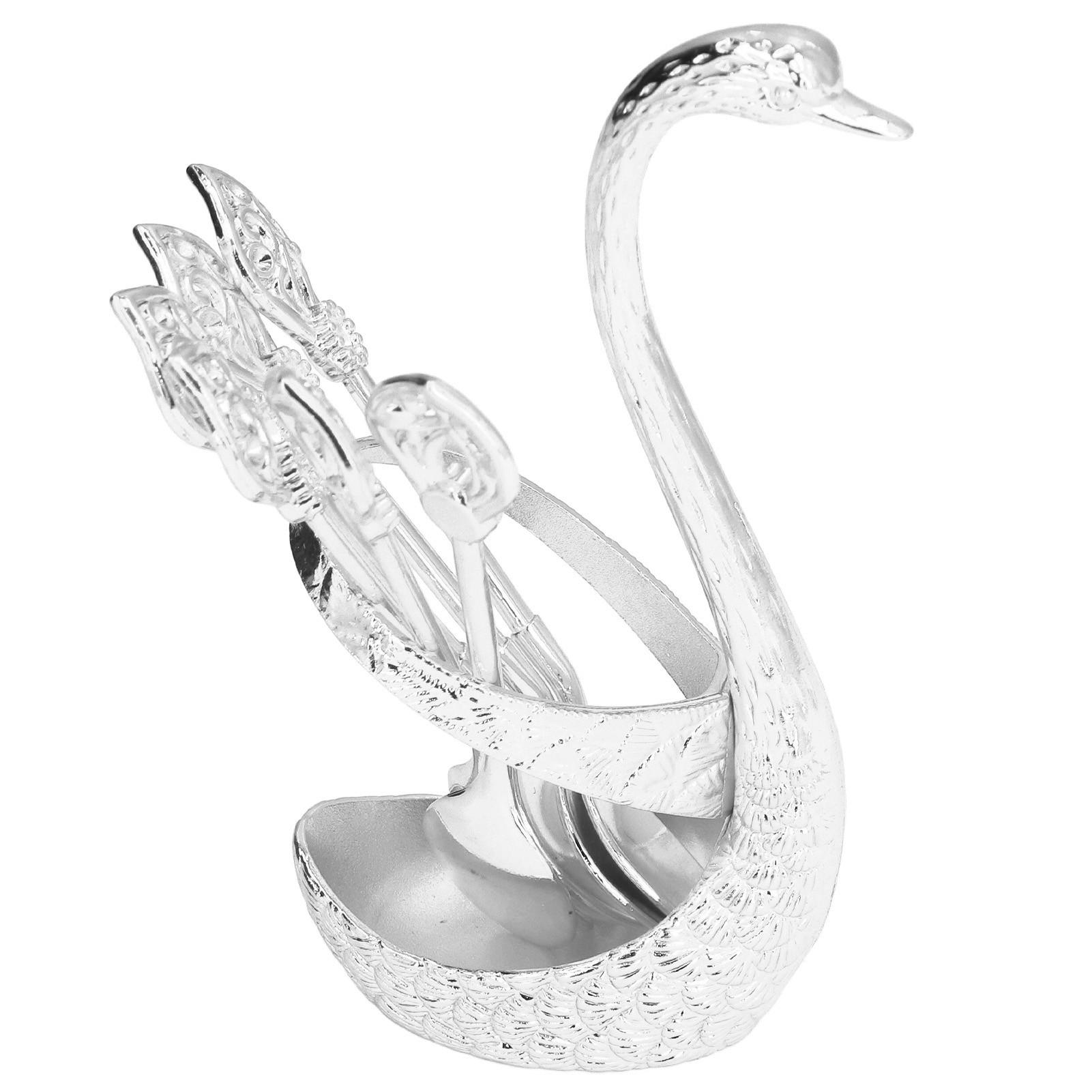 BESTECK-SET, 1 Löffelhalter, Schwan, elegant, mirror polish - Silberfarben, Metall