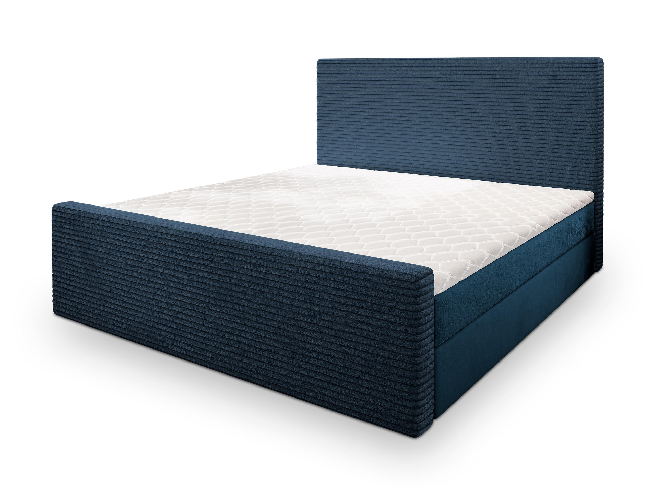 BOXBETT ALORIA 140x200 cm mit Matratze und Topper - Blau - Blau, Holz (140/200cm) - MASSENO