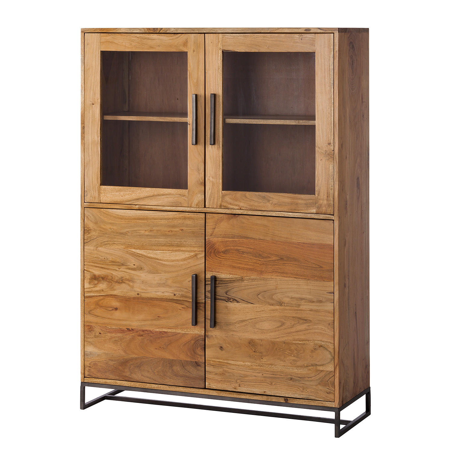 HIGHBOARD - Akazie massiv / Eisen - Akaziefarben, Holz (100/140/35cm) - home24