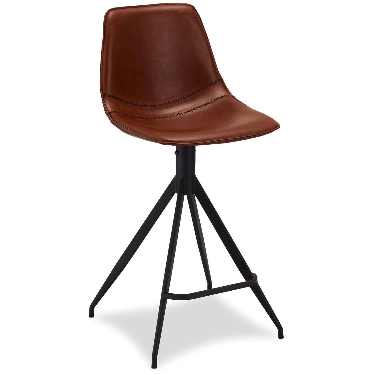 BARHOCKER-SET 2 Stück in Kunstleder - Schwarz/Braun, Textil/Metall (48/98/57cm) - Furnhouse