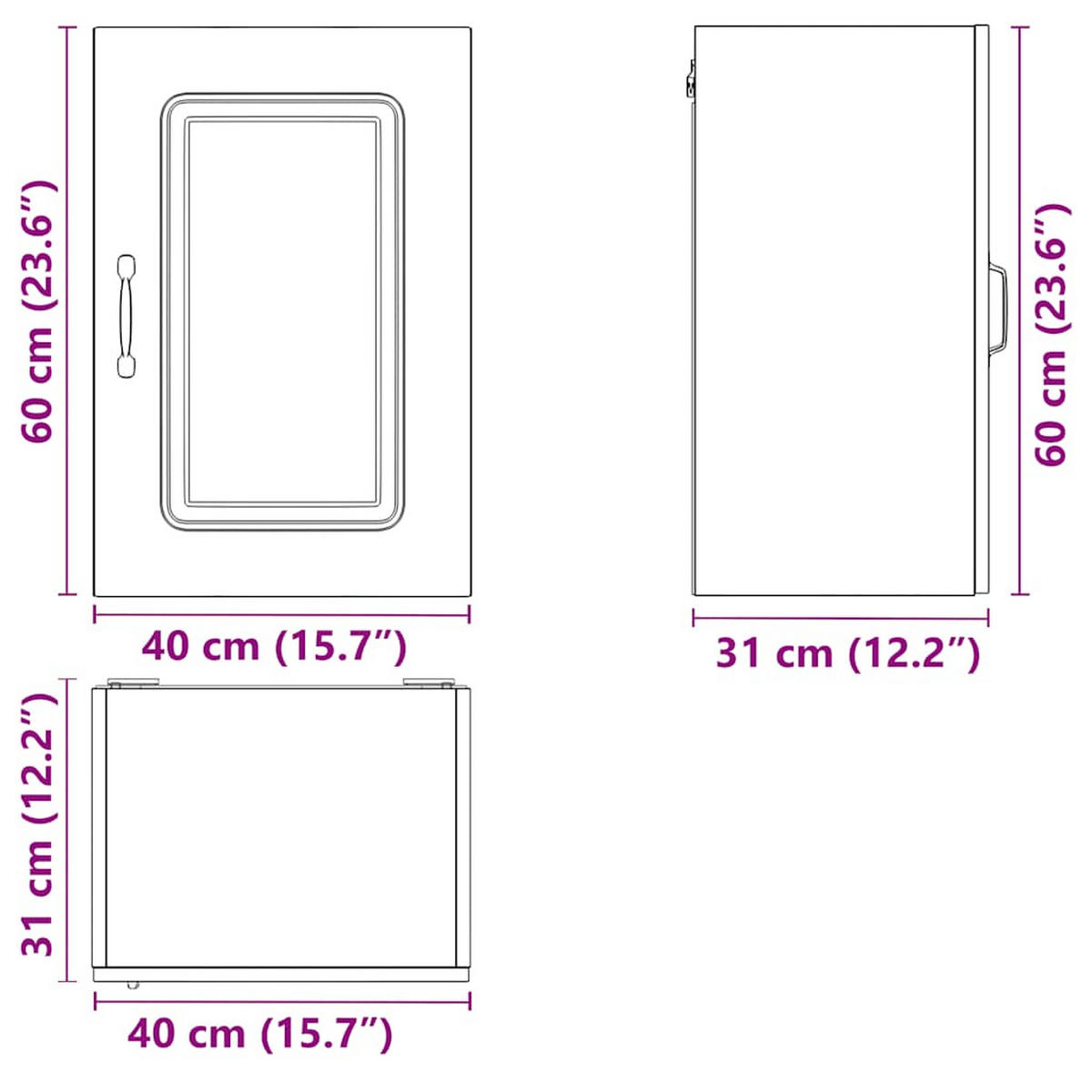 KÜCHENOBERSCHRANK Kalmar mit 1 Tür 40/31/60 cm aus Holzwerkstoff Weiß - Weiß, Holz (40/60/31cm) - vidaXL