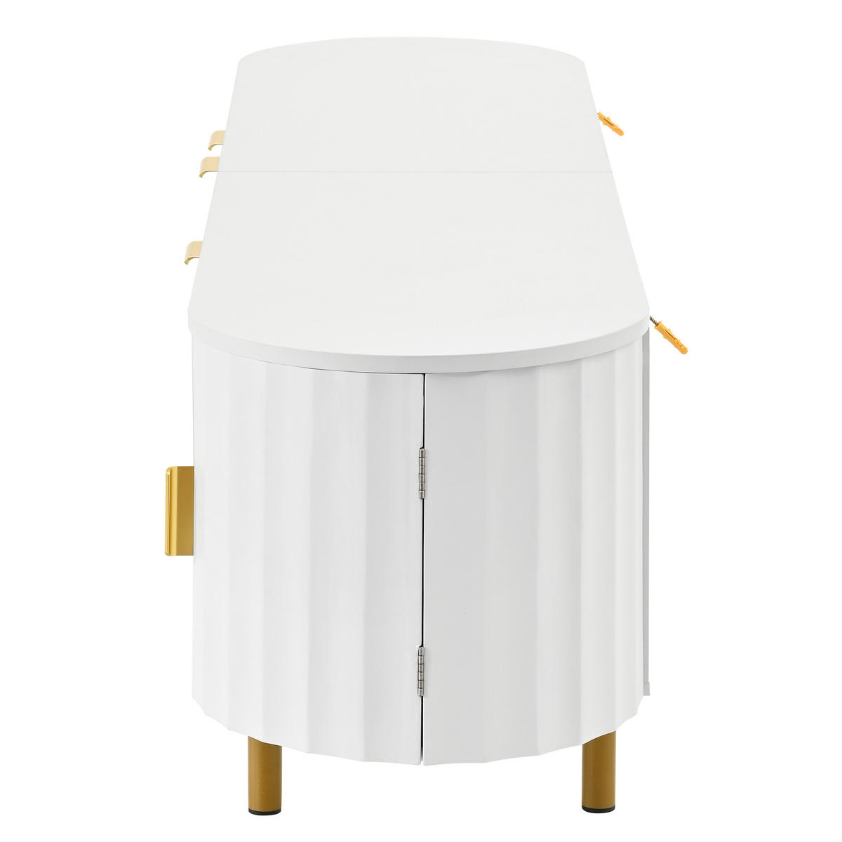 TV-LOWBOARD 170cm MDF Weiß Riffel-Optik 5 Türen Eisenfüße & Griffe - Weiß, Holzwerkstoff (170/47/40cm) - Urban Meuble