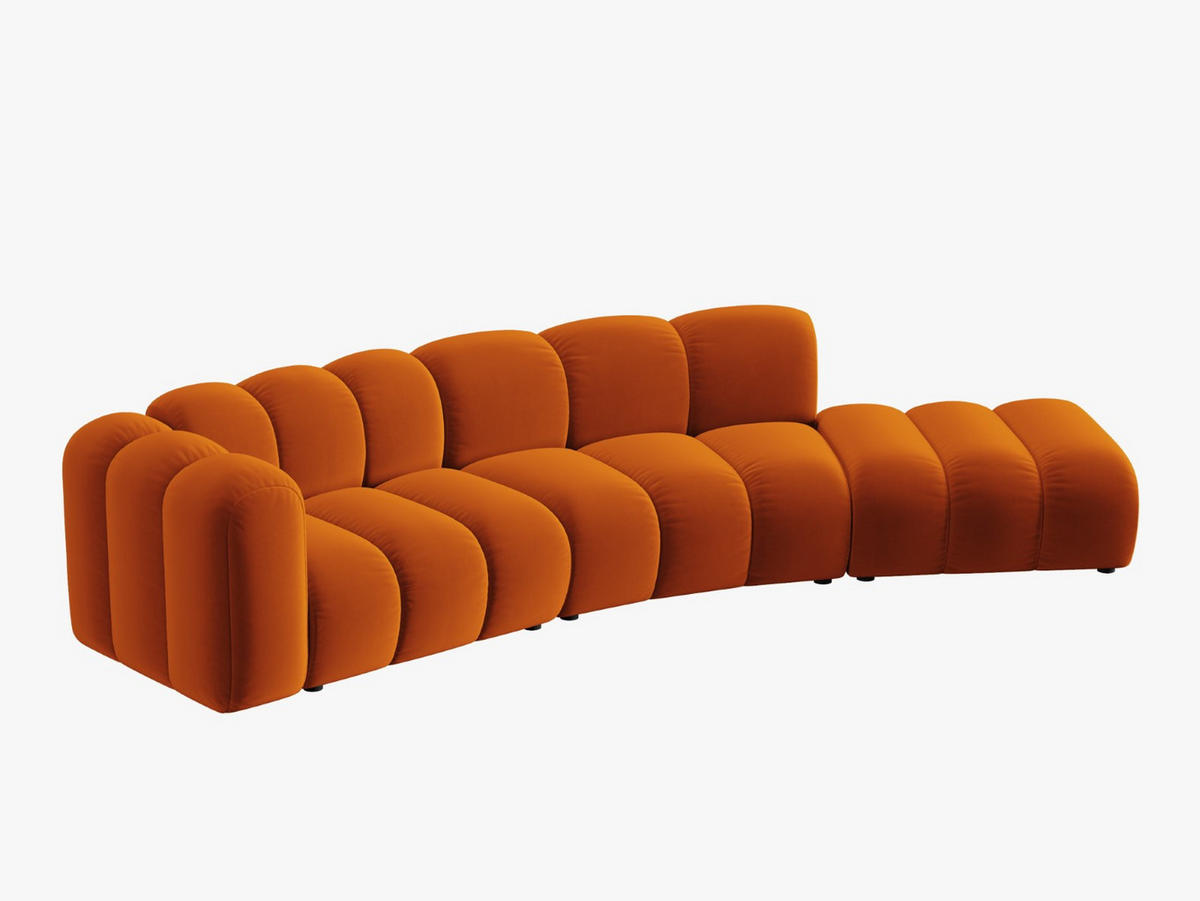 SOFA modular rechts Lupine aus Samt terrakotta 5 Sitzplätze - Terra cotta, Textil (166/70/335cm) - Micadoni