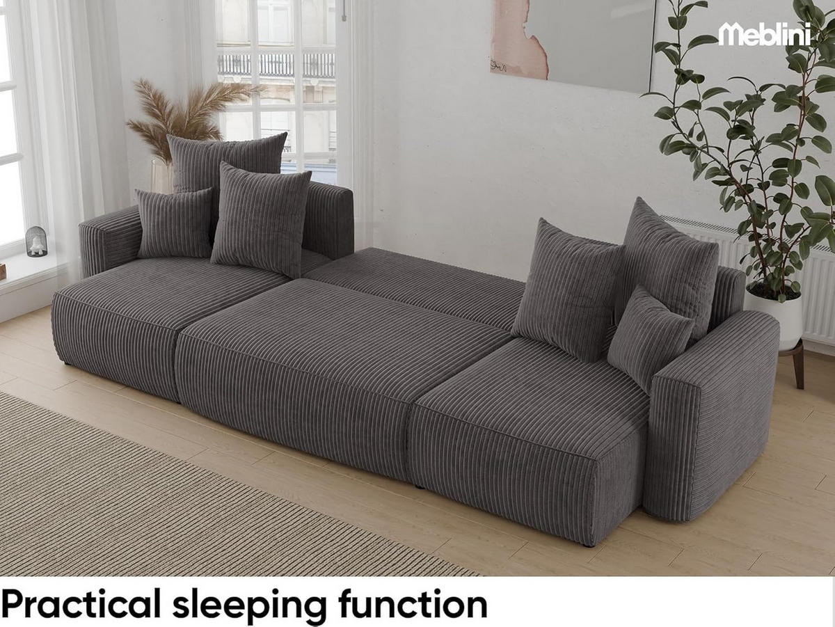 ECKSOFA DAVE U - Schwarz/Grau, Holzwerkstoff (312/142cm) - Meblini