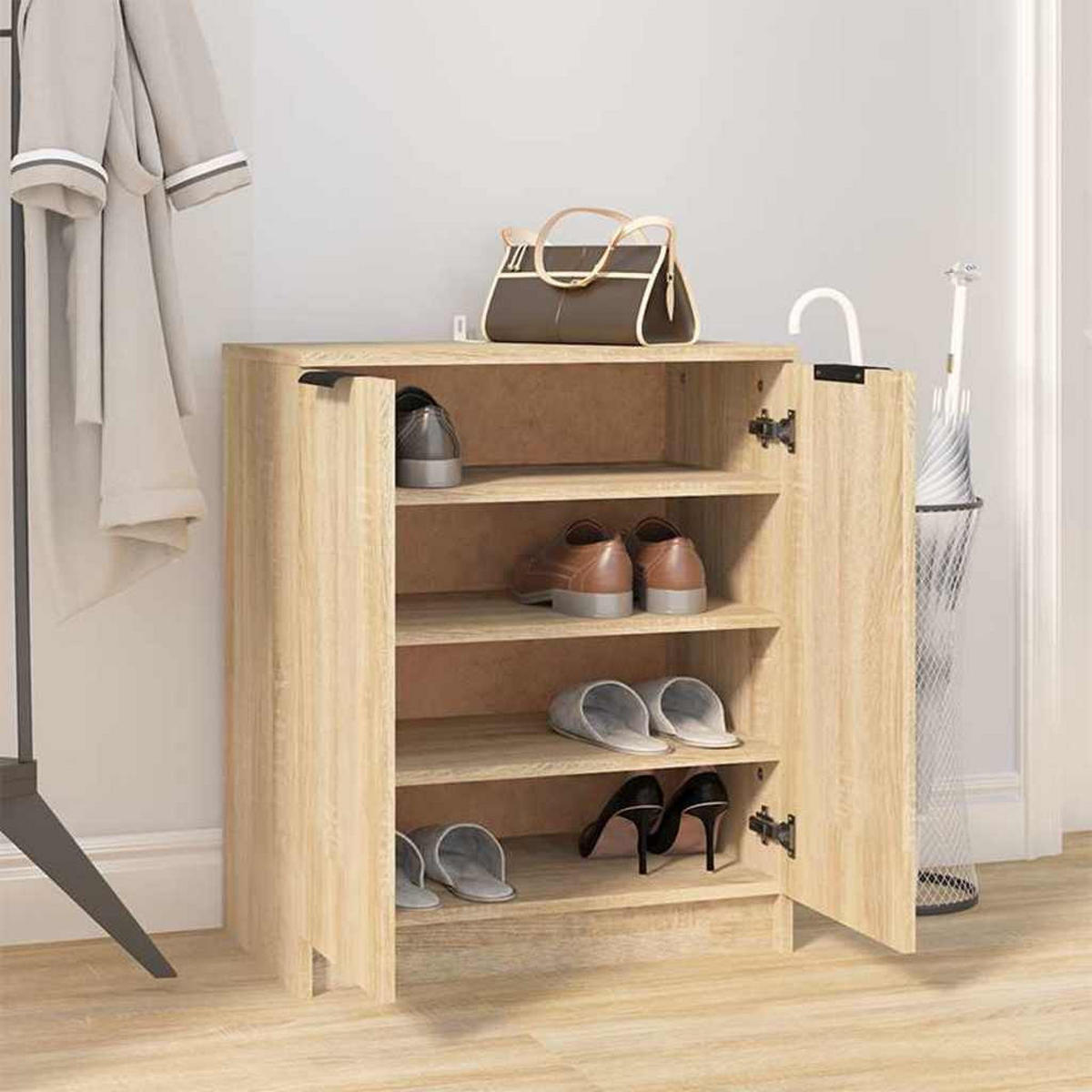 SCHUHSCHRANK Sonoma-Eiche 59/35/70 Cm Holzwerkstoff - Braun, Holzwerkstoff (35/70/59cm) - vidaXL