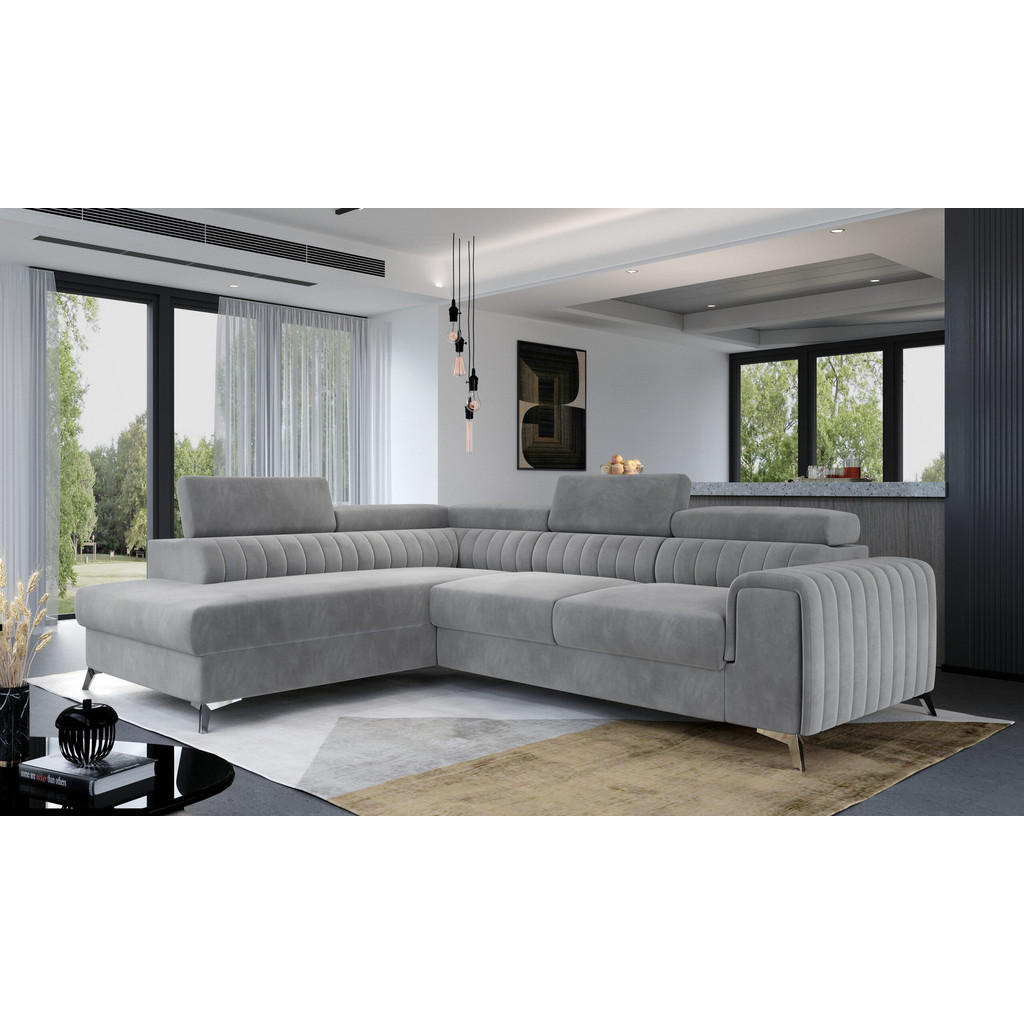Thumbnail - Möblo Ecksofa, Hellgrau, Grau, Textil, 4-Sitzer, L-Form,L-Form, 275x205 cm, Wohnzimmer, Sofas & Couches, Wohnlandschafte...
