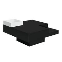 COUCHTISCH 72/72 cm mit LED-Beleuchtung und abnehmbarer Aufbewahrungsbox - Schwarz, Holzwerkstoff (72/72/30cm) - BEAOK