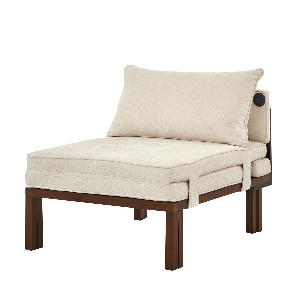 SCHLAFSESSEL mit Schlaffunktion, ausziehbar mit USB- und Type-C-Anschluss, platzsparendes 2-in-1-Design, Beige - Beige, Textil (82/79/176cm) - Redom