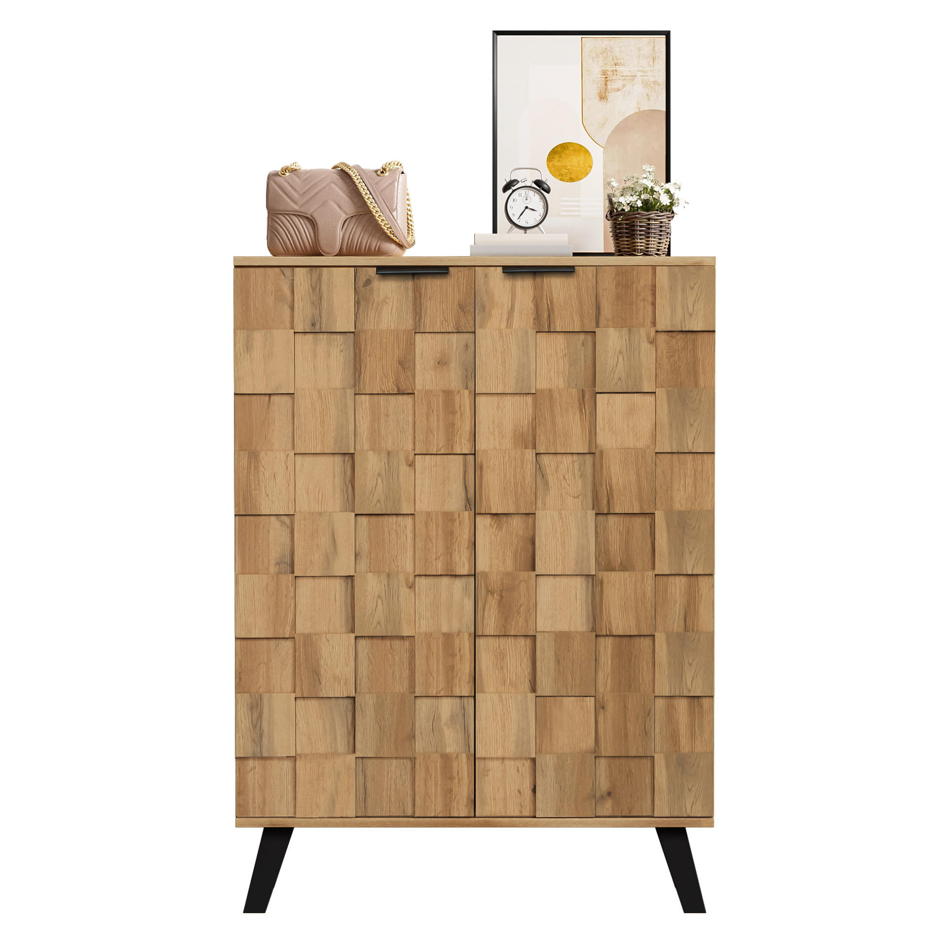 SCHUHSCHRANK 80,5/35/109,5 cm in Holzoptik mit verstellbaren Böden - Naturfarben, Holzwerkstoff (80.5/109.5/35cm) - BEAOK