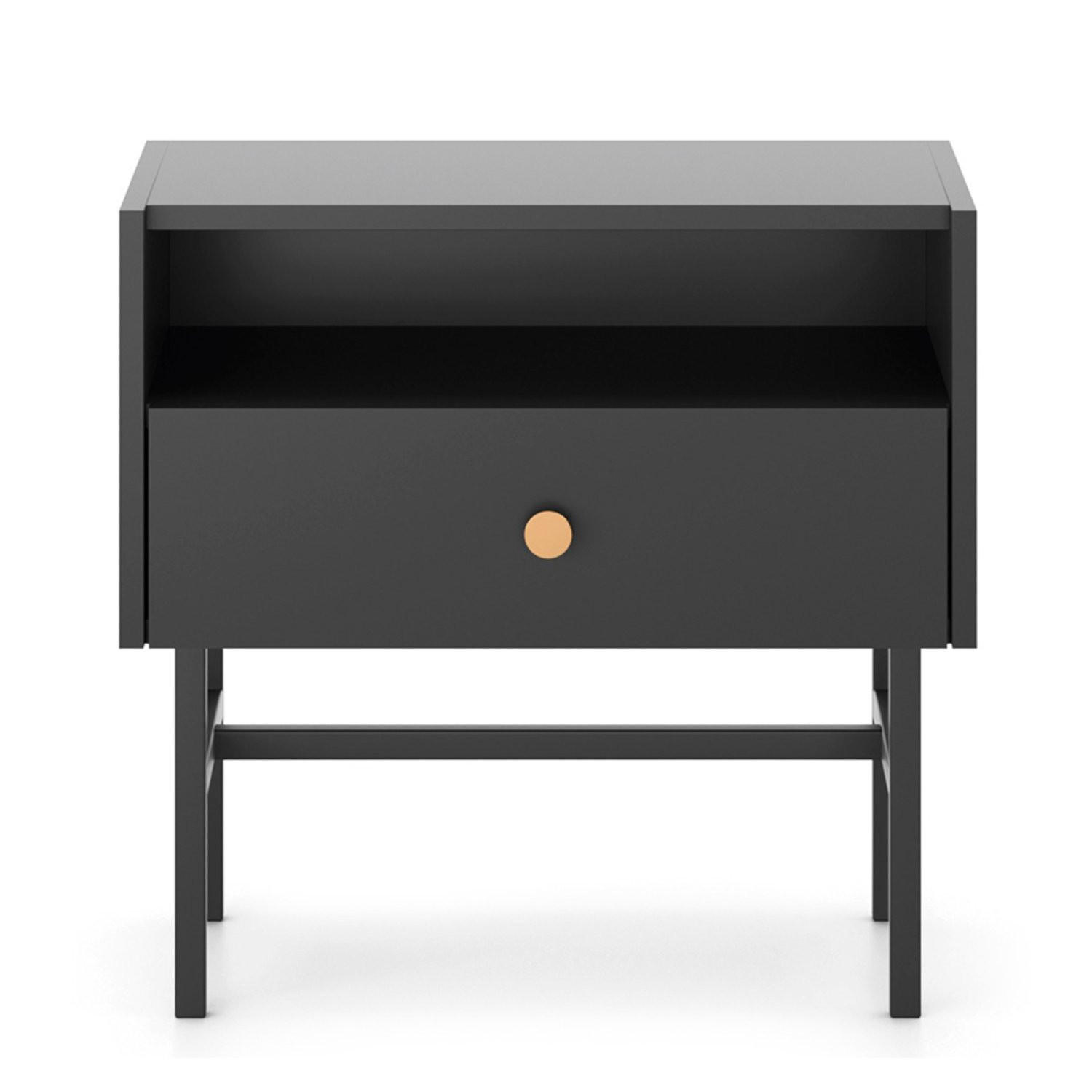 NACHTTISCH Divenos Schwarz 54 cm - Goldfarben/Schwarz, Holzwerkstoff/Metall (54.8/52/39cm) - Selsey