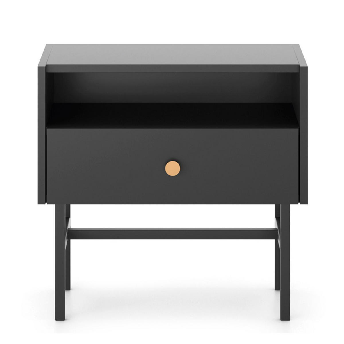 NACHTTISCH Divenos Schwarz 54 cm - Goldfarben/Schwarz, Holzwerkstoff/Metall (54.8/52/39cm) - Selsey