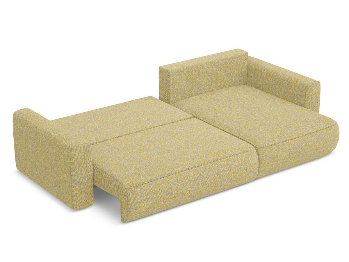 ECKSOFA mit Schlaffunktion Strukturstoff Stoff Gelb - Currygelb/Gelb, Kunststoff/Textil (278/149cm) - Makamii