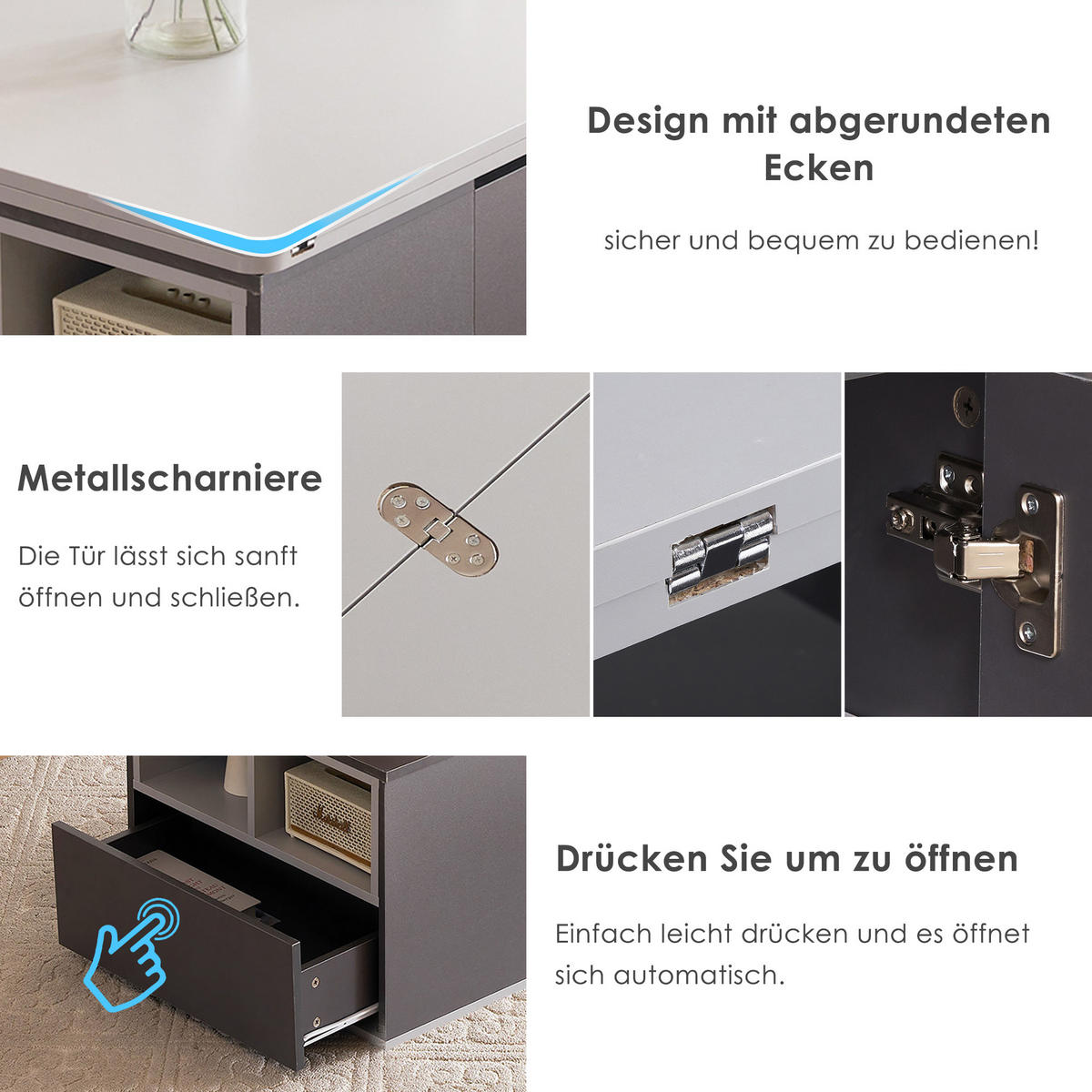 COUCHTISCH DE-159 Höhenverstellbar Grau - Grau, Holzwerkstoff (51/100/47cm) - ComfortXL