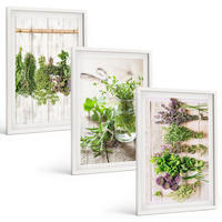 BILDER SET 3er Set - 40x60 cm Weißer Rahmen - Kräuterpflanzen für die Küche - Weiß, Kunststoff (40/60cm) - TULUP