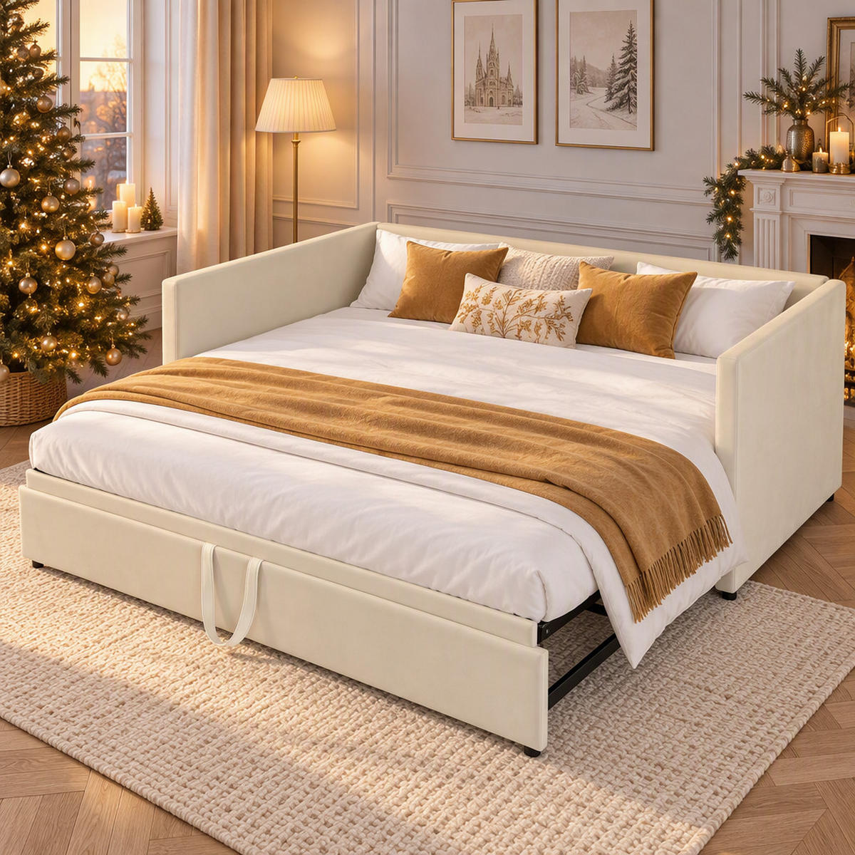 PARAFTA HOME TAGESBETT 90/180/200 cm,Ausziehbar Schlafsofa,Beige jetzt nur online ➤