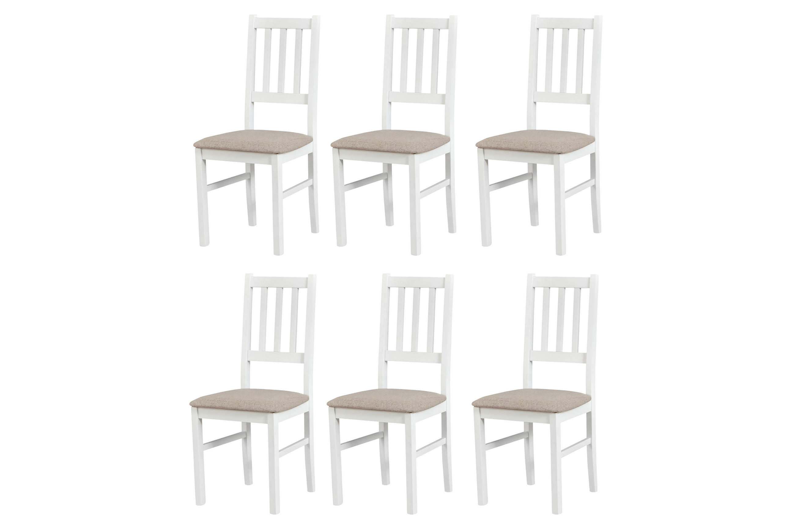 STUHL Bos 4 (6er Set) - Beige/Weiß, Holz (43/94/40cm) - Leaf Design