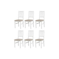 STUHL Bos 4 (6er Set) - Beige/Weiß, Holz (43/94/40cm) - Leaf Design