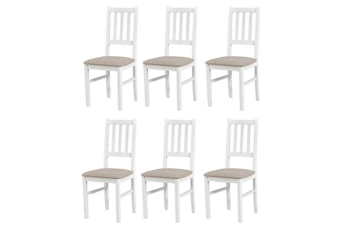 STUHL Bos 4 (6er Set) - Beige/Weiß, Holz (43/94/40cm) - Leaf Design