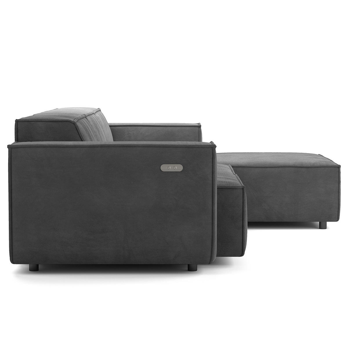 ECKSOFA mit Longchair - Schwarz/Grau, Kunststoff/Textil (260/177cm) - home24