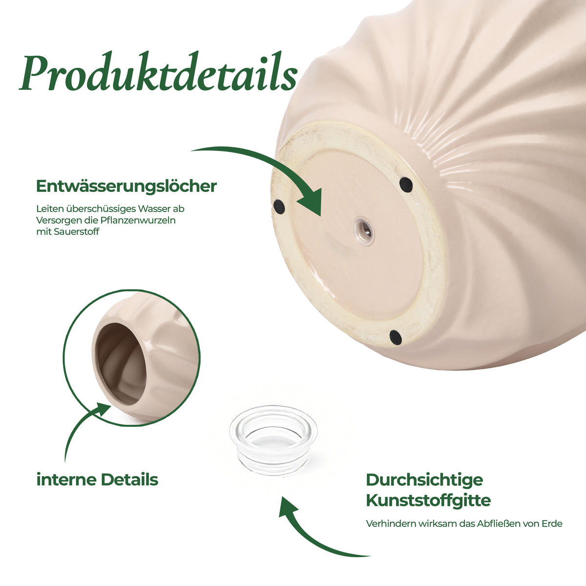 KERAMIK-BLUMENTOPF hellrosa, Ø 31 × H 32 cm - Rosa, Keramik (31.8cm) - Hometopia