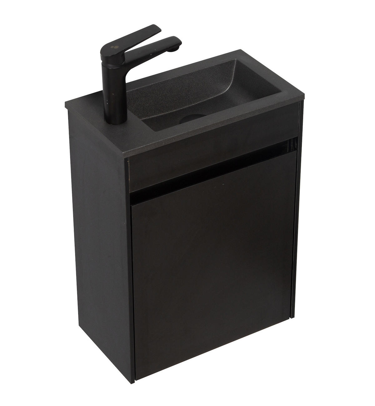 GÄSTE-WC-MÖBELSET Sinta 2 Teile Schwarz Holz - Schwarze Waschbecken - 40 x 22 x 54 cm - Schwarz, Holz (40/54/22cm) - Badplaats