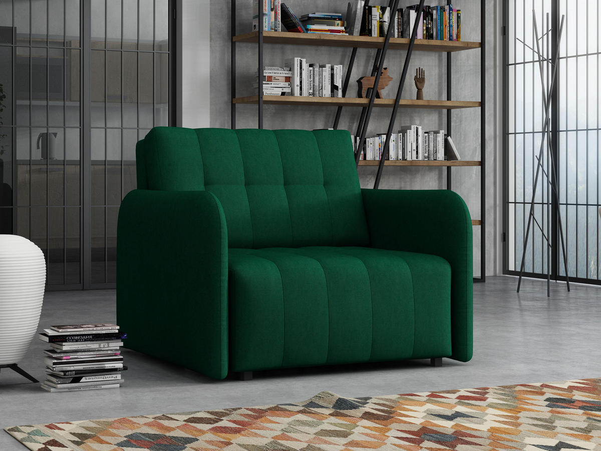 SCHLAFSOFA Viva Grand I - Smaragdgrün/Schwarz, Holz/Kunststoff (98/85/95cm) - MIRJAN24