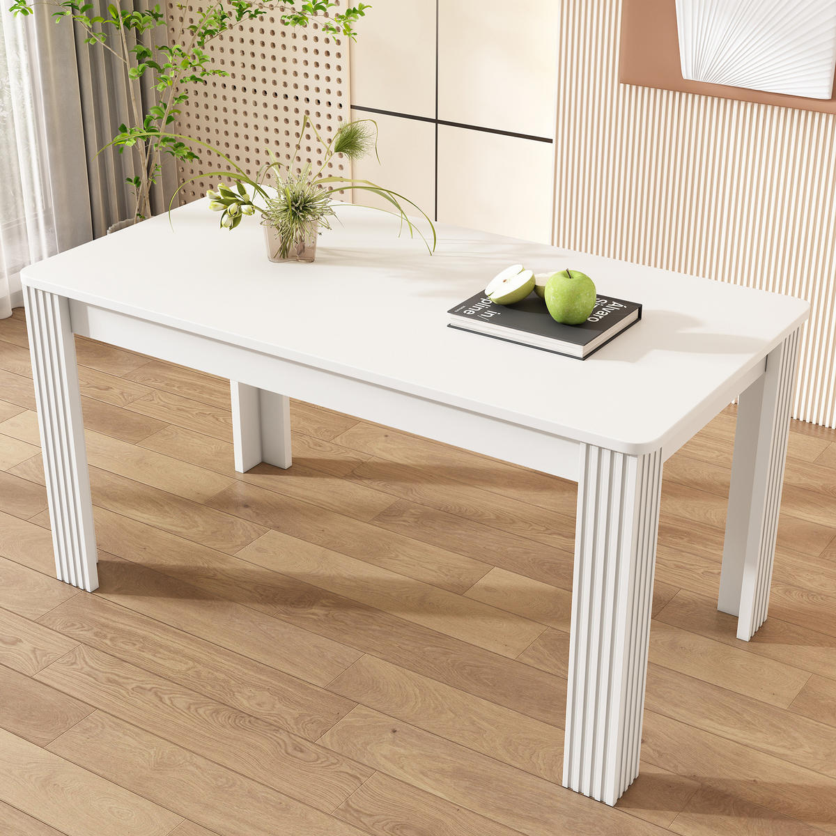 JEDÁLENSKÝ stôl, biely, z drevotriesky, moderný,65/116/75 cm - biela, kompozitné drevo (116/65/75cm) - BEAOK