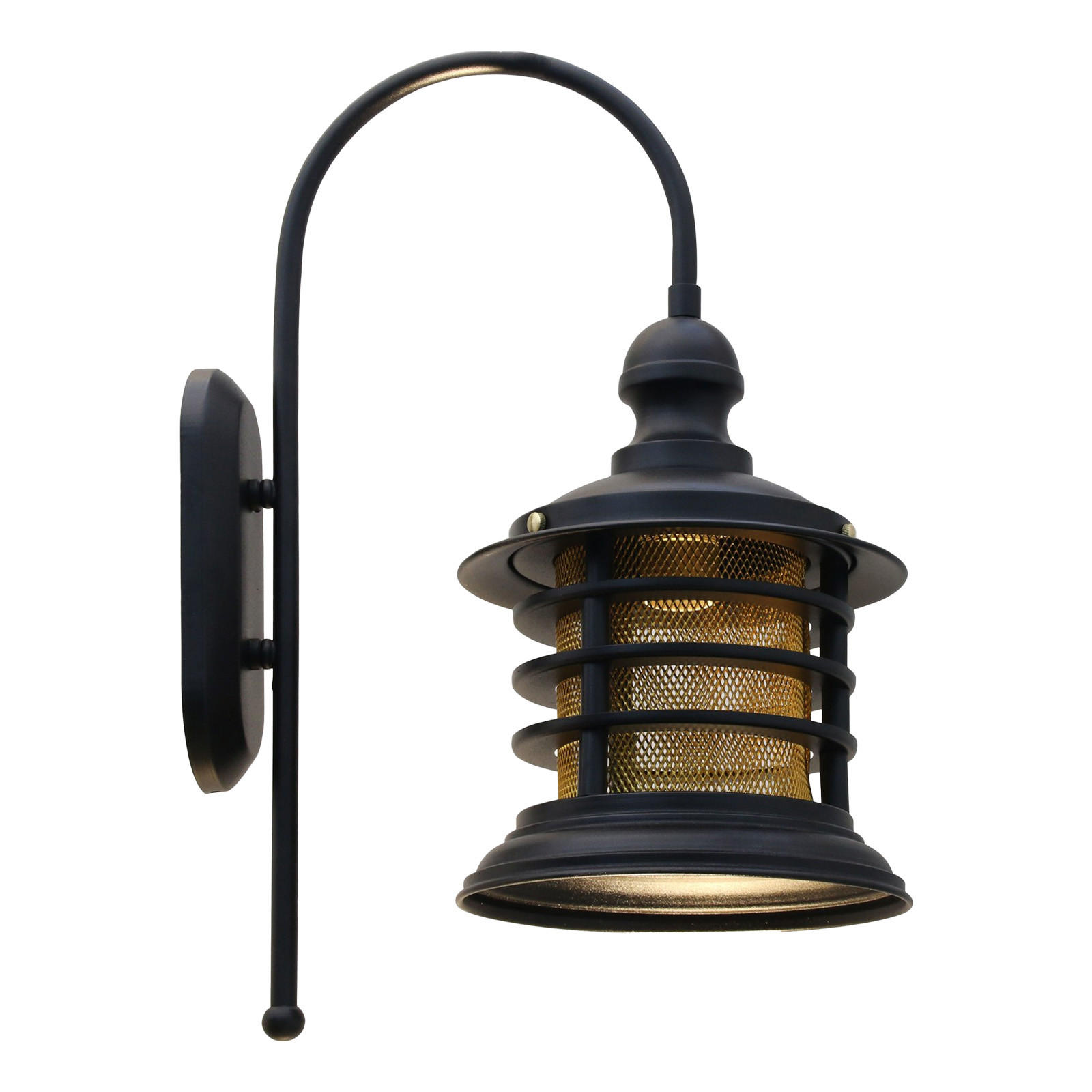 WANDLEUCHTE Innen Vintage 21/30 cm - Goldfarben/Schwarz, Metall (21/30cm) - Bamyum