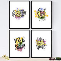 POSTER Set mit 4 glücklich und bunt ‚möglich‘ A4 Rahmenlos - Klar, Papier (29.7/3cm) - Nacnic