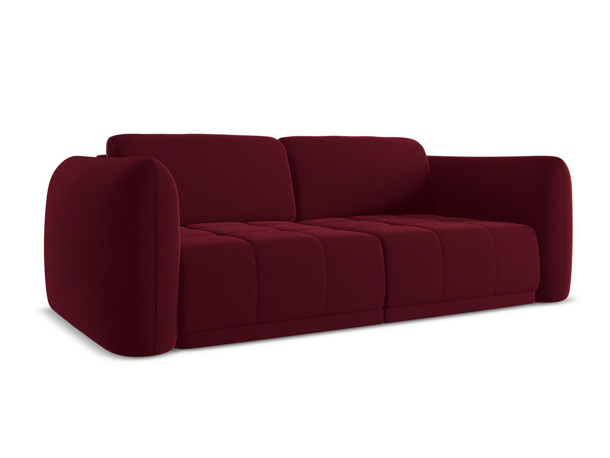 3-SITZER SOFA Samt Stoff Rot - Bordeaux/Rot, Kunststoff/Textil (210/74/105cm) - Makamii