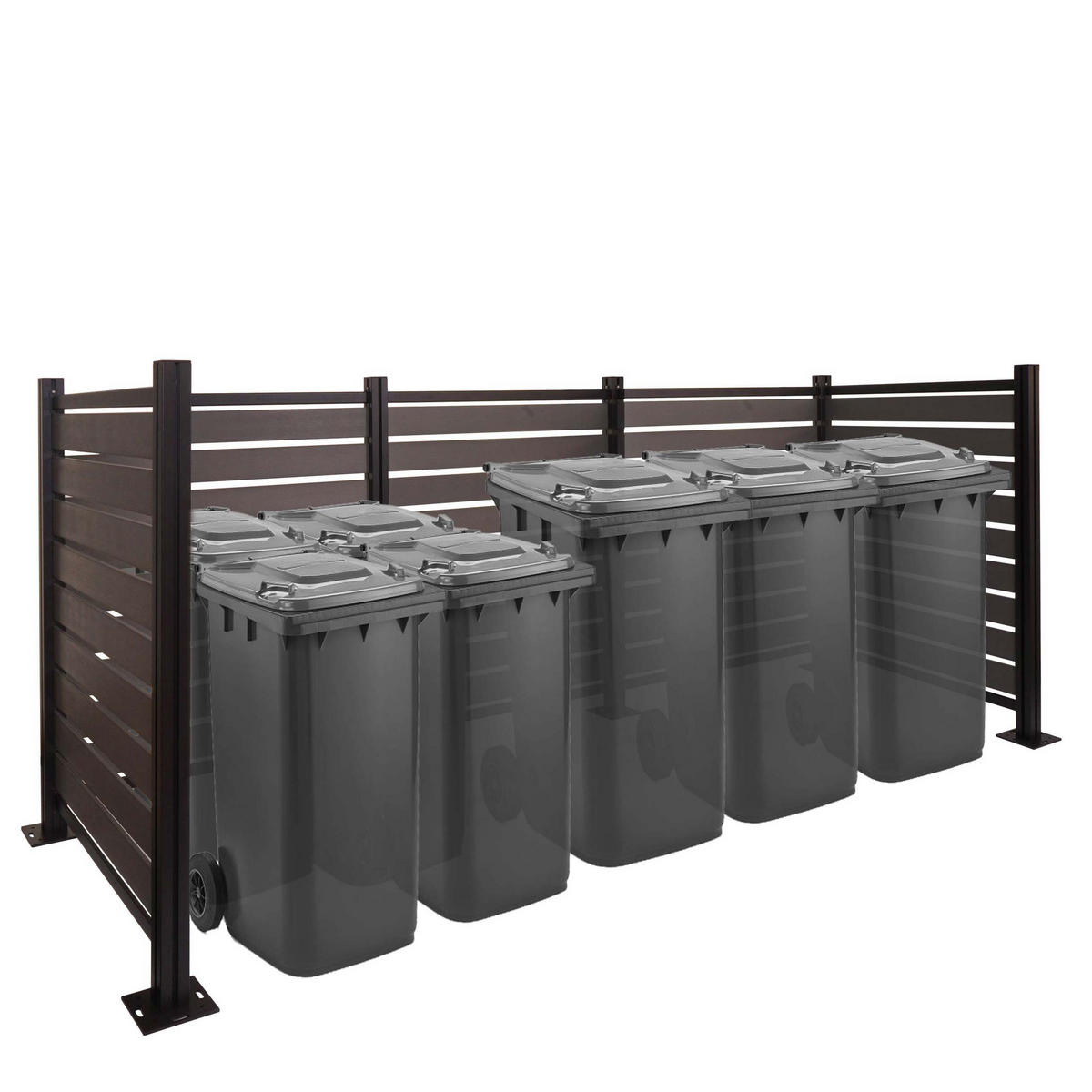 ALU MÜLLTONNEN-ZAUN Grau - Grau, Metall (300/130/110cm) - MCW