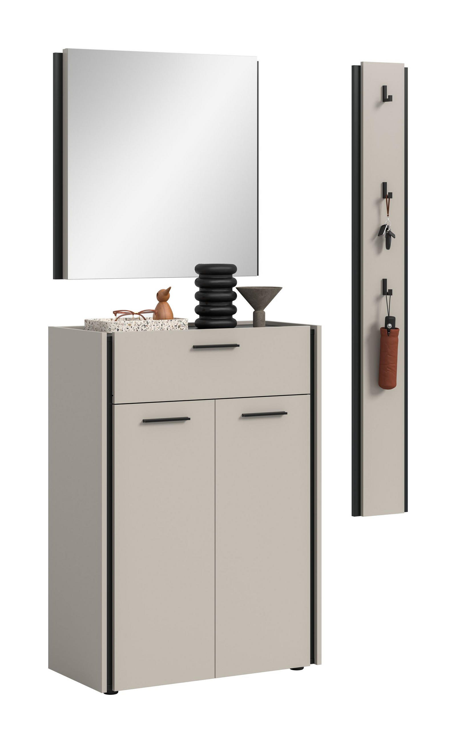 GARDEROBEN-SET EMIL (B/H/T: ca. 142/190/37 cm) in Kaschmir/Kaschmir - Sandfarben, Holzwerkstoff (142/190/37cm)