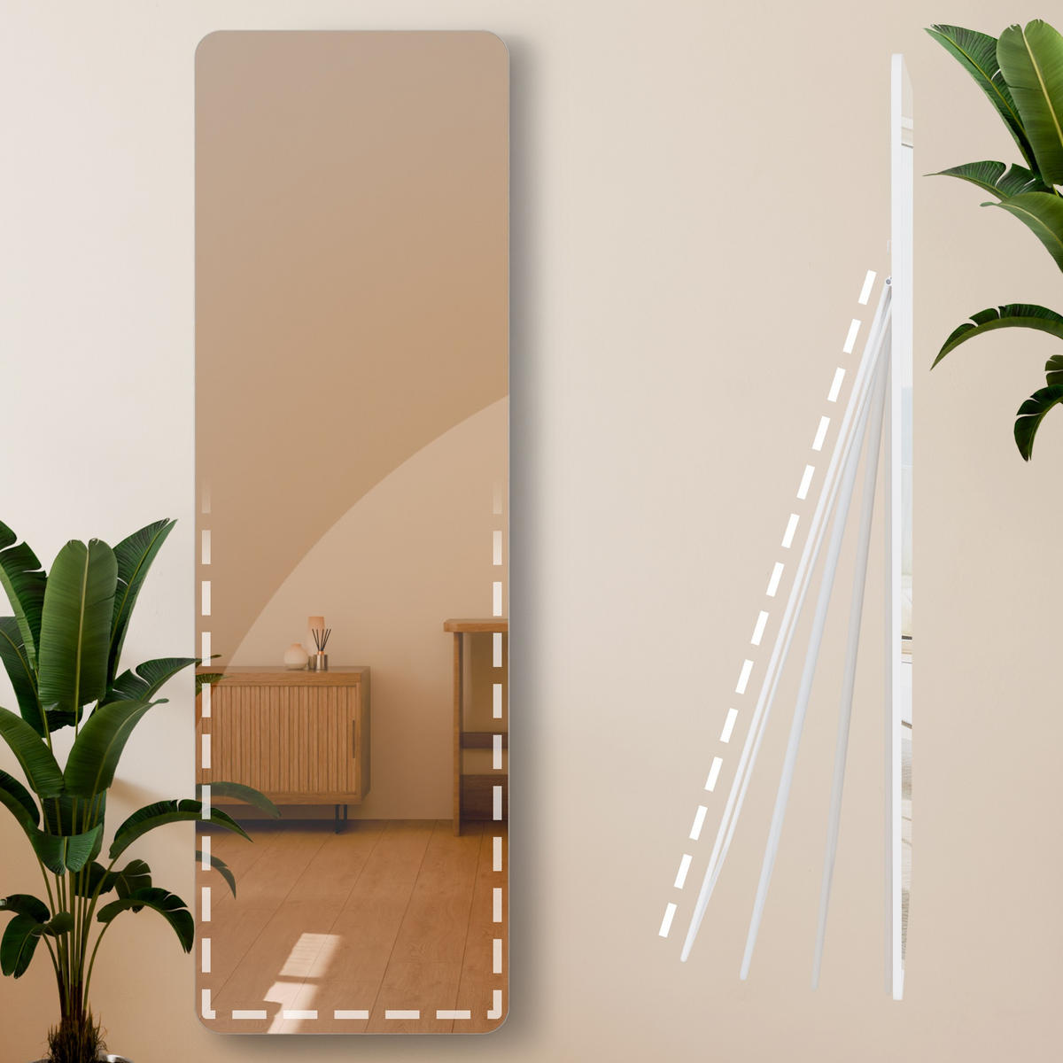 STANDSPIEGEL Murcia Glas Weiß matt Ganzkörperspiegel - Weiß, Glas (50/160/3cm) - DELUKE