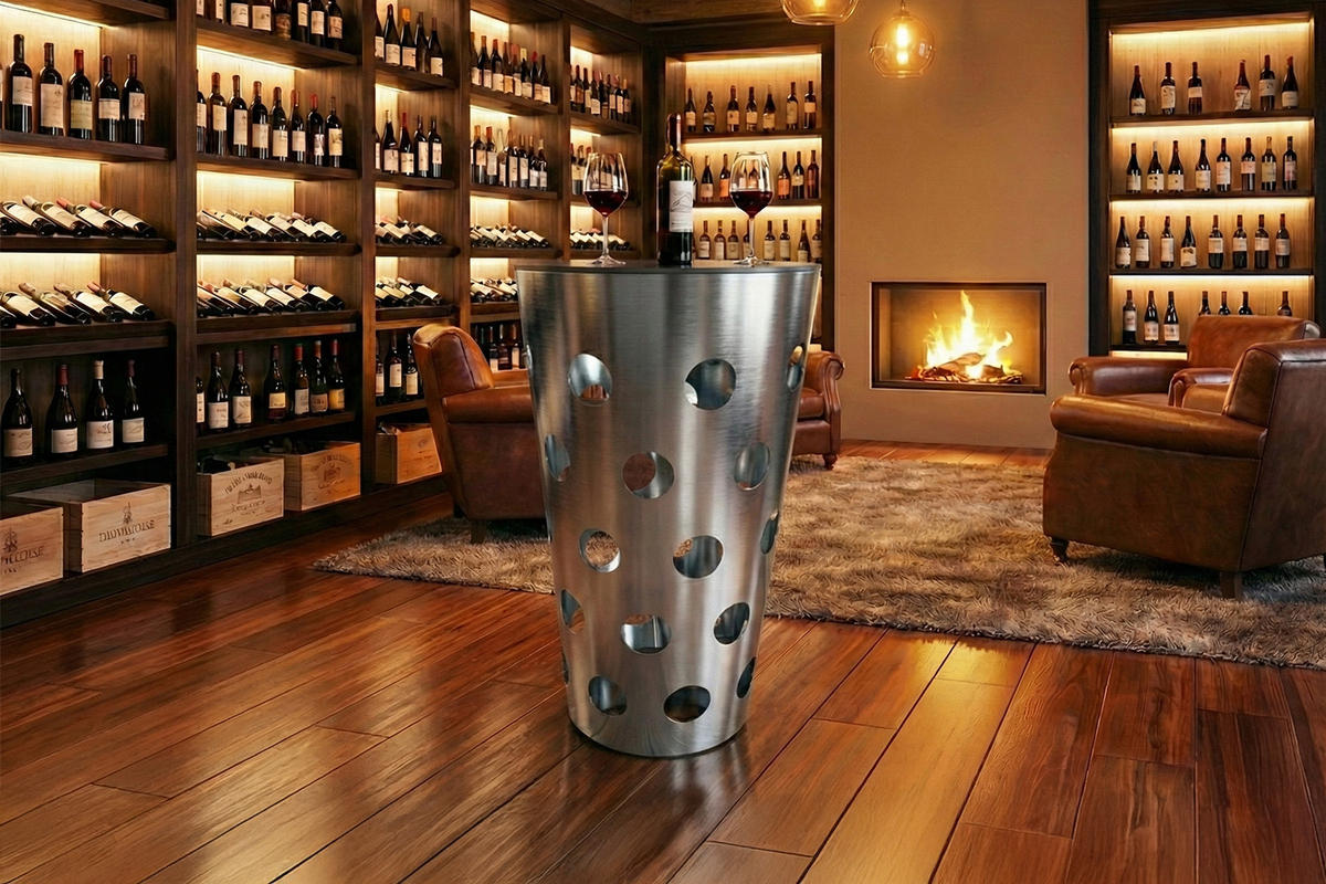 BARTISCH VINO Silber Metall - Silberfarben, Metall (65/65/111cm) - KAWOLA