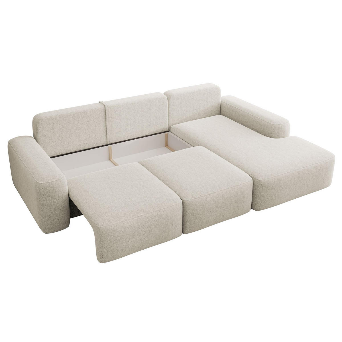 ECKSOFA Carnos mit Ballkissen, Creme Chenille, rechtsseitig - Creme/Schwarz, Kunststoff/Textil (264/162cm) - Selsey