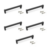 MÖBELGRIFFE Bergen, L141mm, 128mm Achsenabstand, Aluminium, Schwarz lackiert 5er-set - Schwarz, Metall (12/3/18cm) - EMUCA