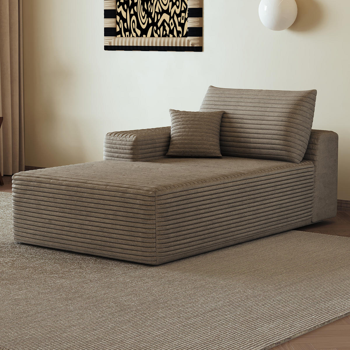 RÉCAMIERE DE-34721 linke Chaiselongue Kamel - Sandfarben, Textil (95/83/175cm) - ComfortXL