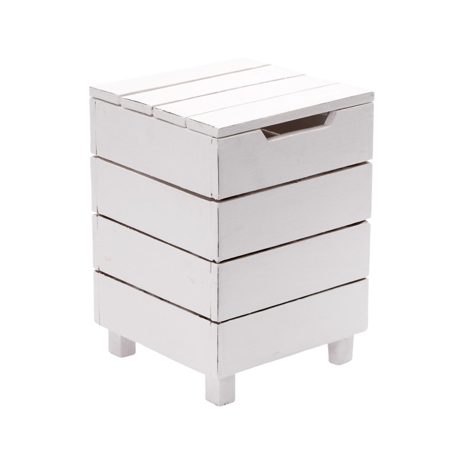 WÄSCHEKORB STORAGE 50 Massivholz, klappbarer Deckel 06 weiß-landhaus - Weiß, Holz (35/50/35cm) - DESIGN DELIGHTS