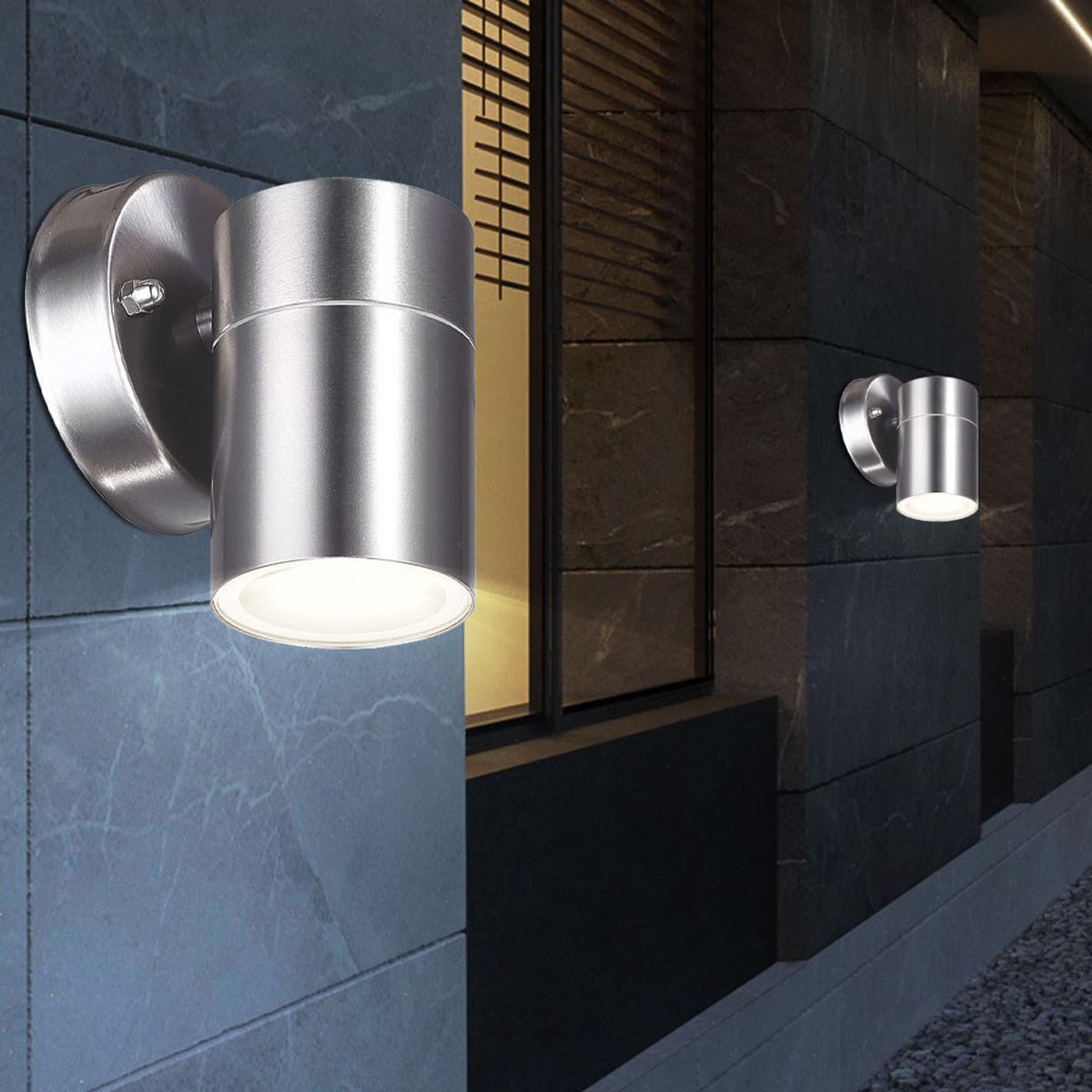 LED AUSSEN-WANDLEUCHTE Edelstahl Silber - Silberfarben, Glas (6/11/9.2cm)