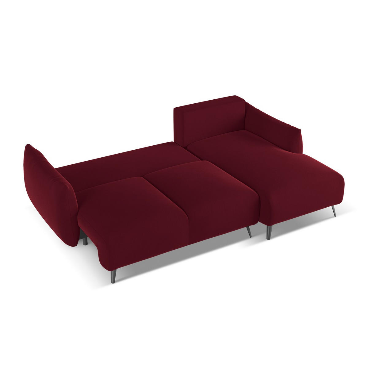 ECKSOFA mit Schlaffunktion Samt Stoff Rot - Bordeaux/Rot, Textil/Metall (242/162cm) - LaMiaSofa