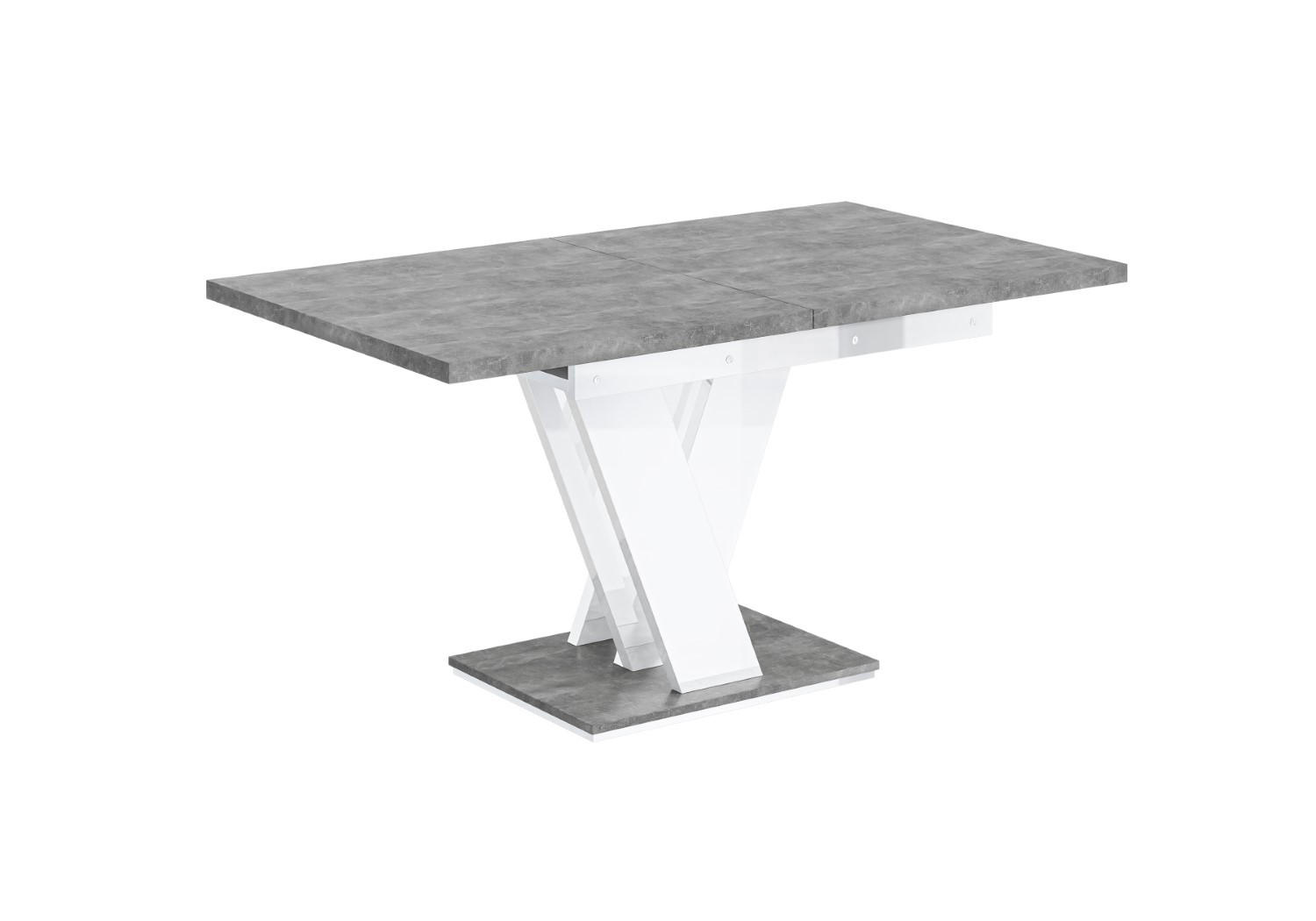 ESSTISCH ausziehbar 120 -160x80x75 cm - Betonoptik / Hochglanz Weiß - ASIV - Grau, Holzwerkstoff (120/80/75cm) - ALTDECOR