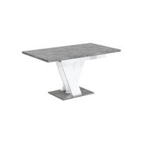 ESSTISCH ausziehbar 120 -160x80x75 cm - Betonoptik / Hochglanz Weiß - ASIV - Grau, Holzwerkstoff (120/80/75cm) - ALTDECOR