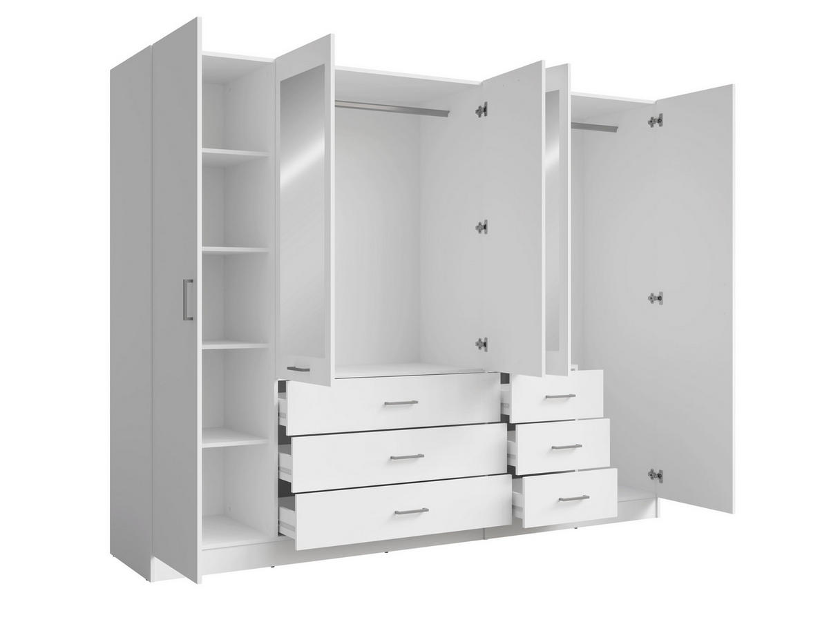 KLEIDERSCHRANK Weiß 250/200,5/58 - Weiß, Holzwerkstoff (250/201/58cm) - RAUMHIRSCH FURNITURE