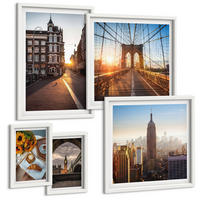 BILDER SET 5er Set - 50x50 cm & 20x30 cm & 40x60 cm Weißer Rahmen - Venezianische Straßen Wasserarchitektur - Weiß, Kunststoff (40/60cm) - TULUP