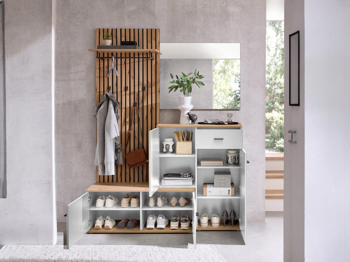 GARDEROBE COMO 148/199/38 cm - Weiß, Holzwerkstoff/Kunststoff (148/199/38cm) - moebel dich auf