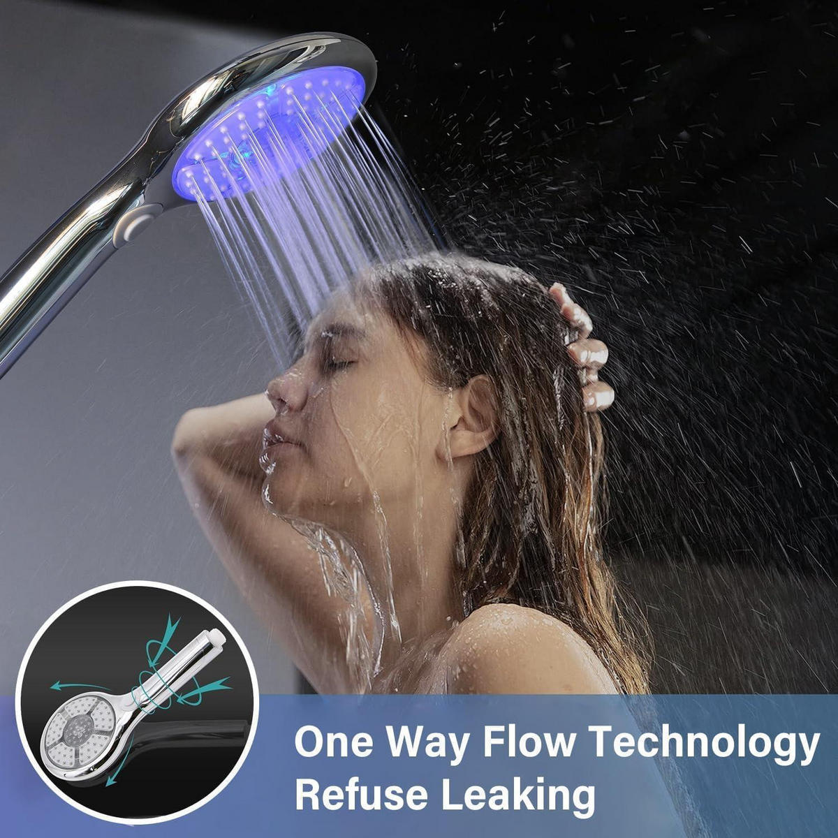 HANDBRAUSE LED 7 Farben 3 Modi 12,5 cm - Multicolor, Kunststoff (12.5/12.7/27cm)