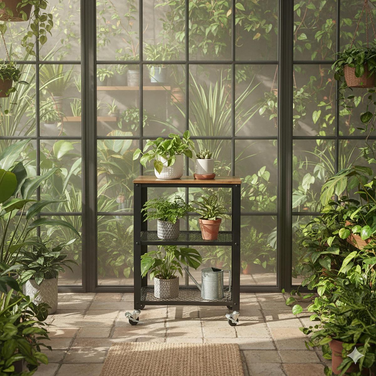 KÜCHENWAGEN - Schwarz, Holzwerkstoff/Metall (40/77.5/40cm) - Relaxdays