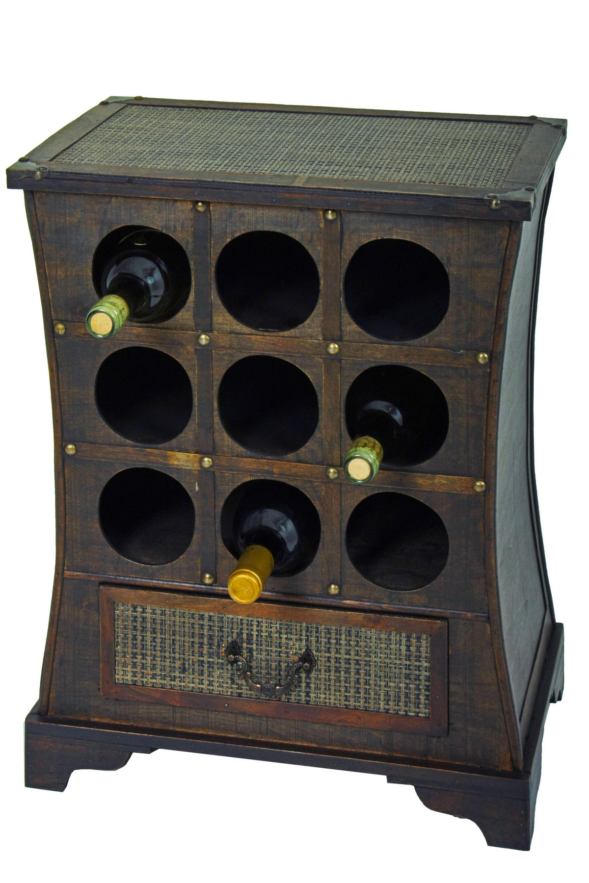 WEINREGAL Kuko im Kolonialstil Holz Dunkelbraun 58x46x29cm - Dunkelbraun, Holz (46/58/29cm) - DELUKE