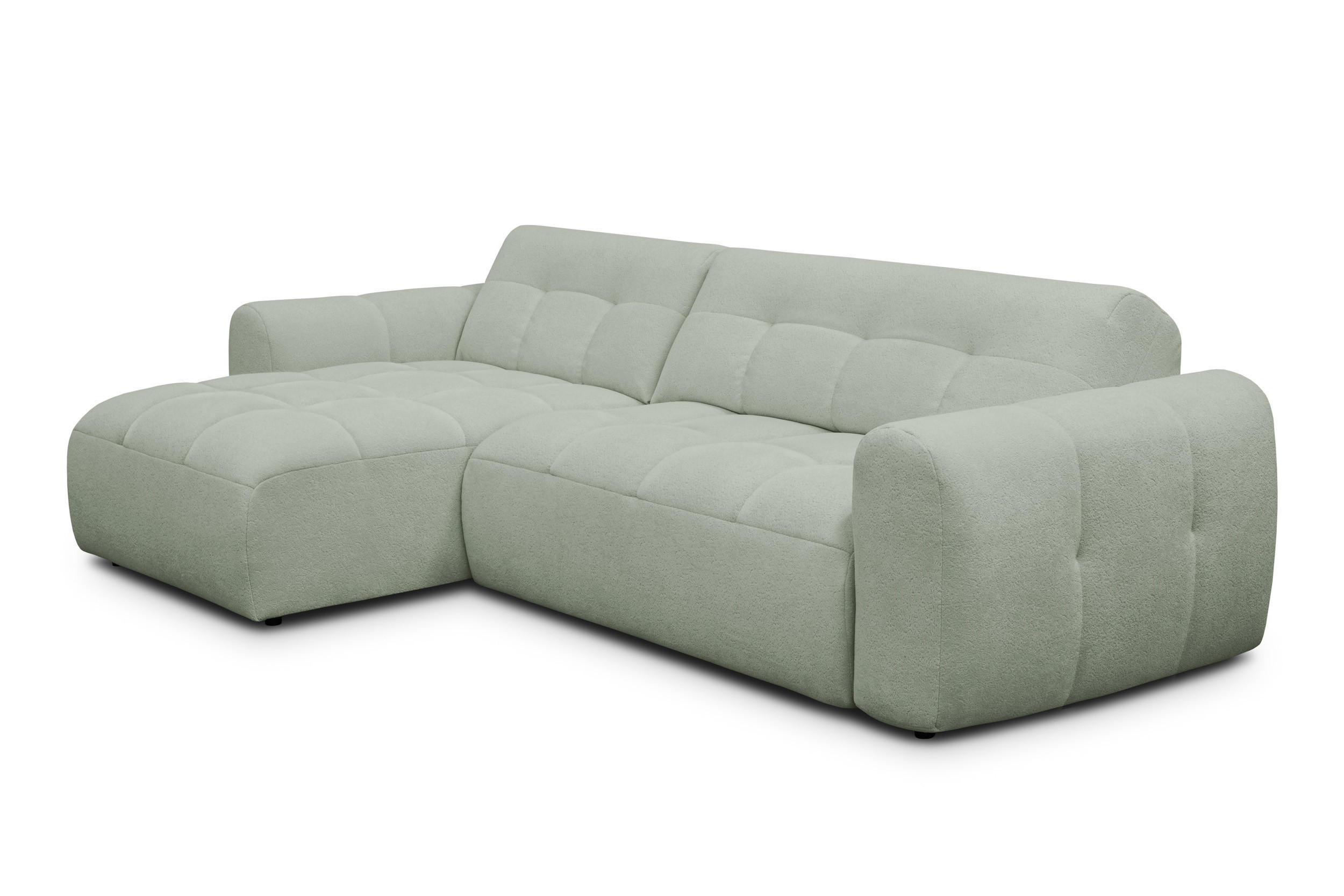 ECKSOFA LUMERO 4-Sitzer LINKS, hellgrün - Schwarz/Hellgrün, Holz/Textil (275/166cm) - Courtois Laville